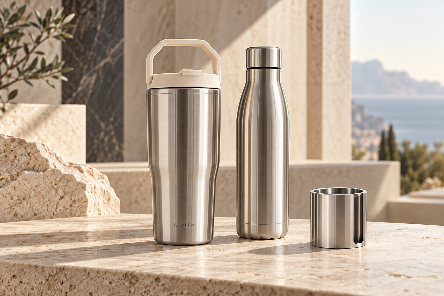 Premium stainless steel tumbler and insulated bottle material concept